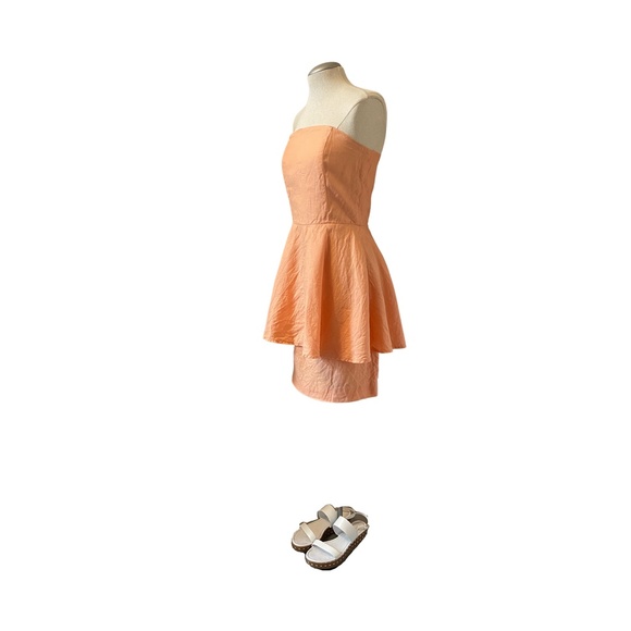 VINTAGE - PEACHY KEEN STRAPLESS LINEN DRESS sz. 8 - Picture 2 of 9